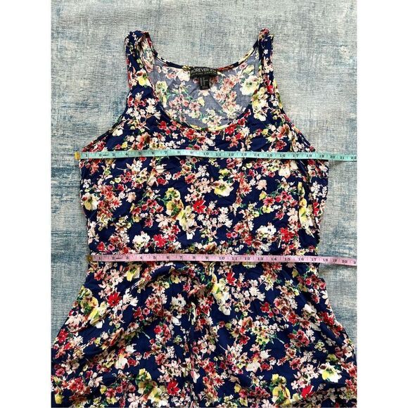 Forever 21 Plus Size Navy Blue Floral Sleeveless Mini Dress w Pockets Size 2X - Picture 4 of 8